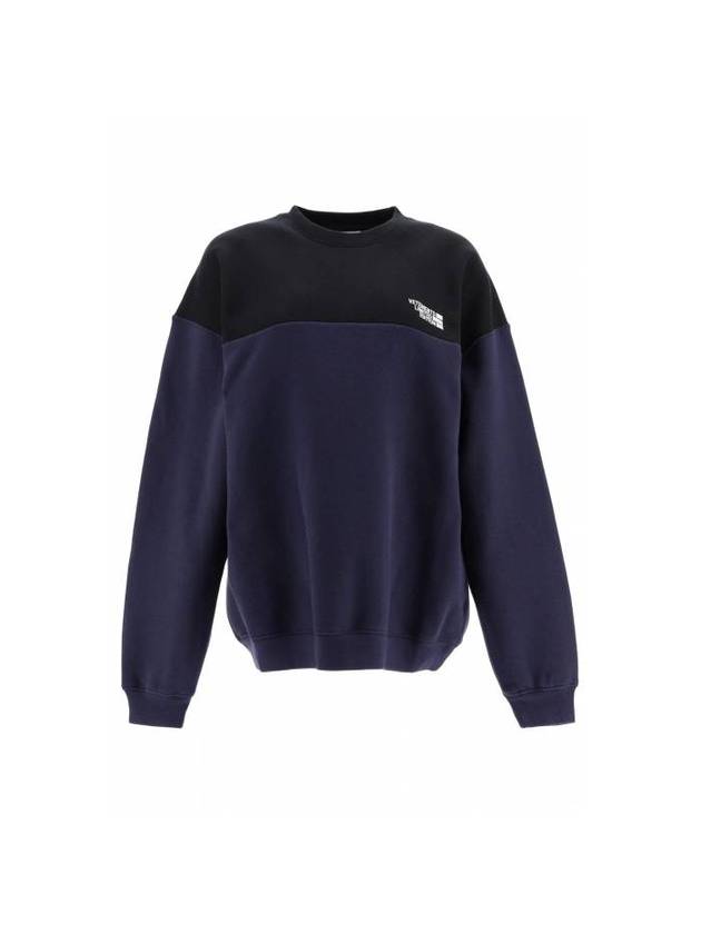 ColORBlock Crew Neck Sweatshirt Black Blue - VETEMENTS - BALAAN 1