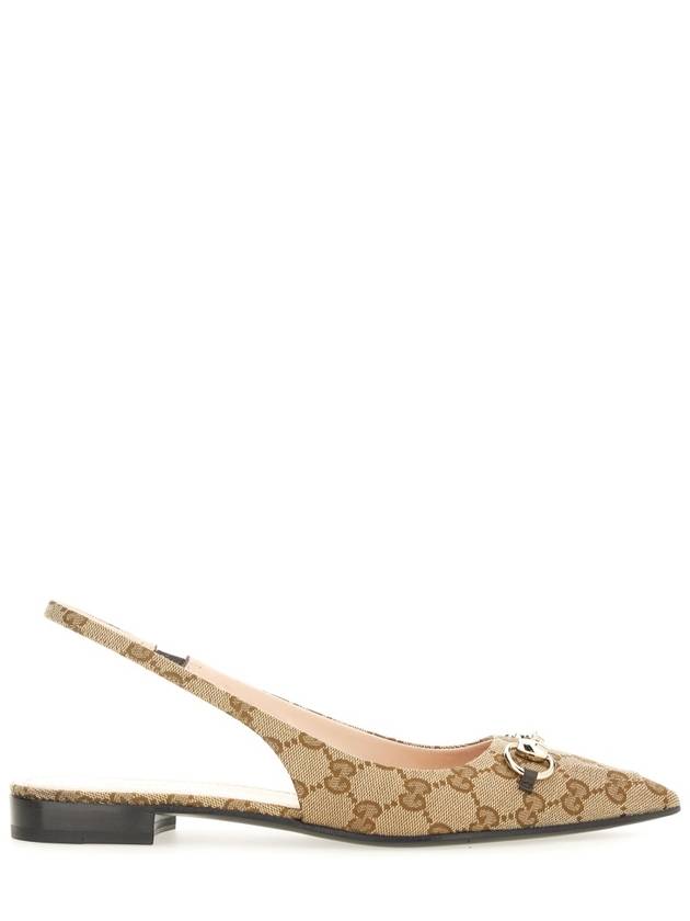 Horsebit Slingback Ballet Flat Beige Ebony - GUCCI - BALAAN 3