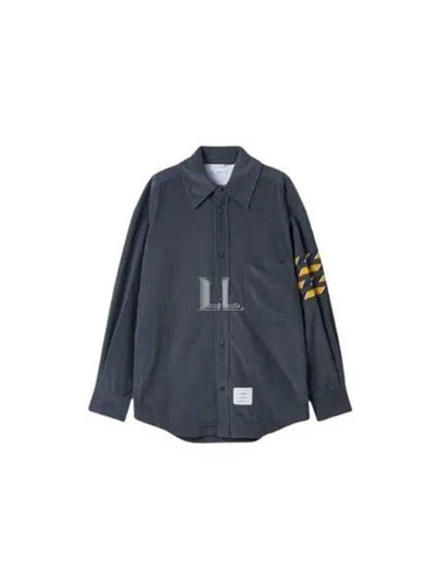 Corduroy Oversized Long Sleeve Shirt Navy - THOM BROWNE - BALAAN 2