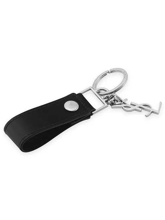 Monogram Leather Key Holder Black Silver - SAINT LAURENT - BALAAN 2