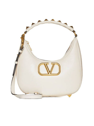 Roman Stud Strap V Logo Shoulder Bag Ivory - VALENTINO - BALAAN 1