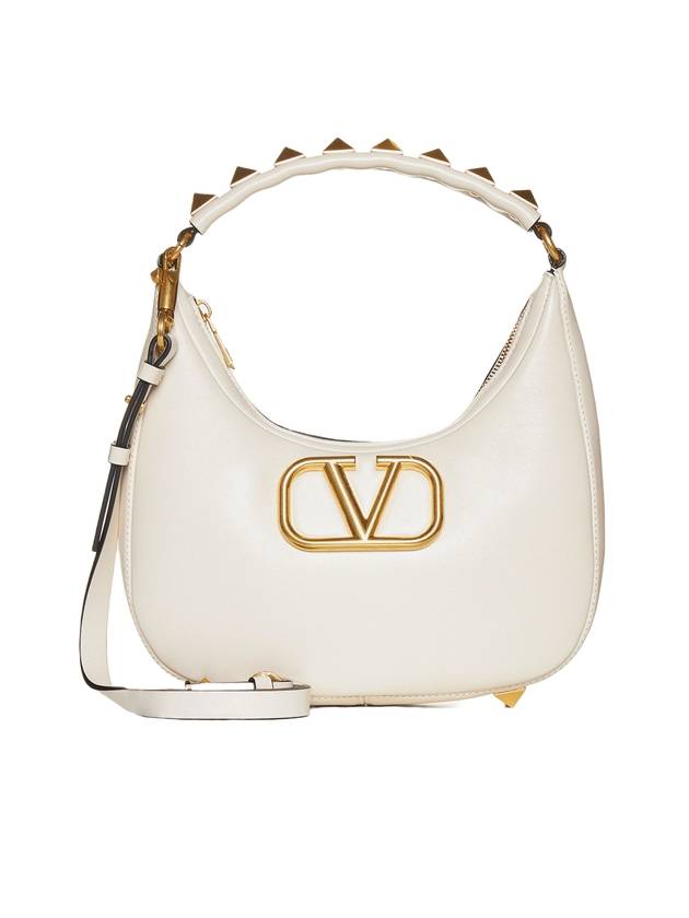 Roman Stud Strap V Logo Shoulder Bag Ivory - VALENTINO - BALAAN 1