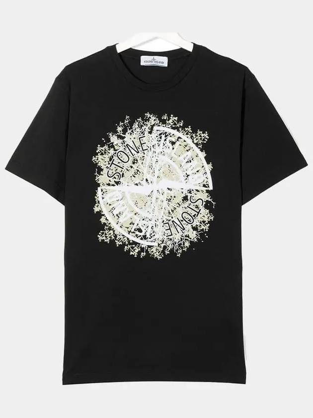 Black Kids Badge Logo Round Short Sleeve 731621057 V0029 - STONE ISLAND - BALAAN 1