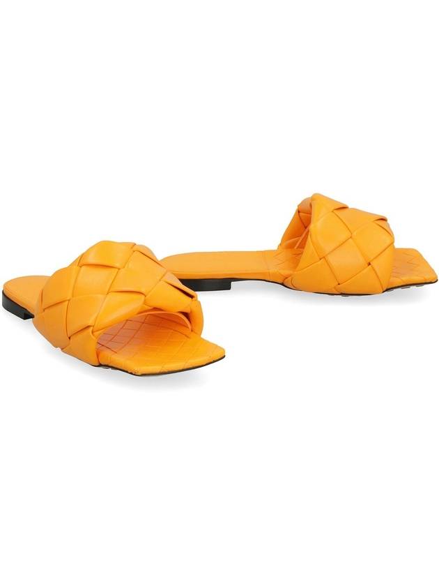 Women's Lido Leather Slippers Orange - BOTTEGA VENETA - BALAAN 4