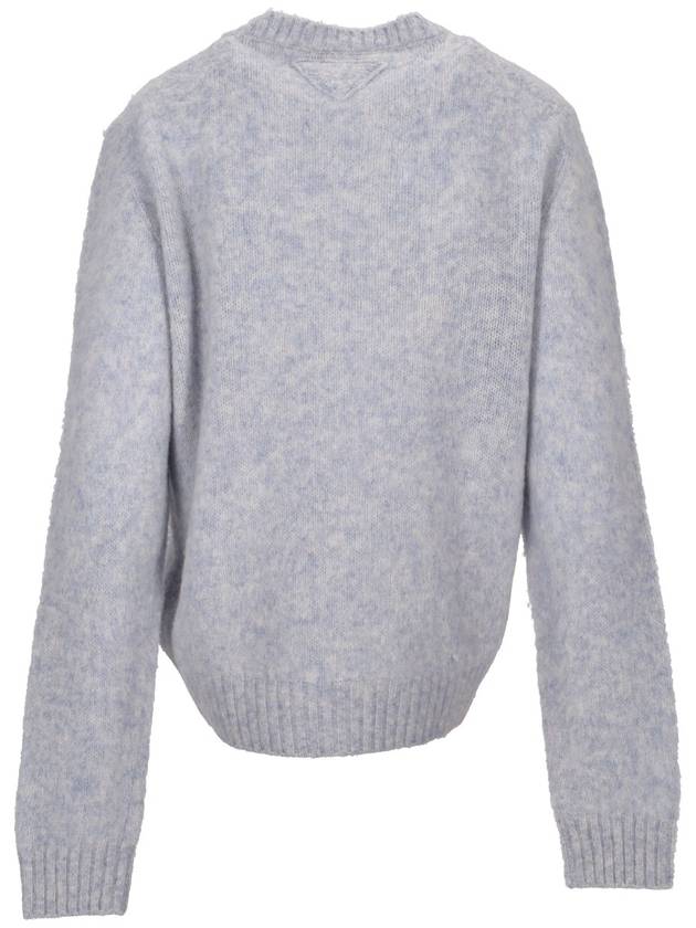 Shetland Wool Crewneck Sweater Light Blue - PRADA - BALAAN 5