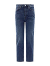 High Waist Cropped Straight Jeans Blue - TOTEME - BALAAN 2