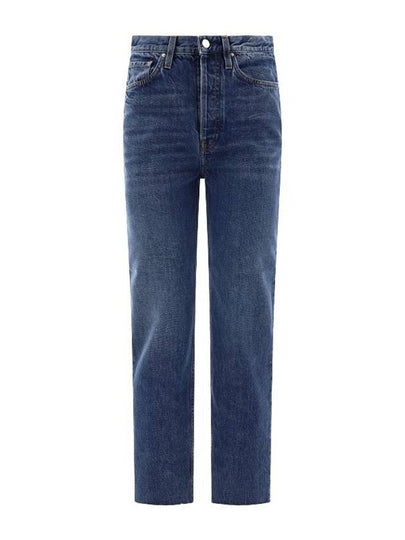 High Waist Cropped Straight Jeans Blue - TOTEME - BALAAN 2