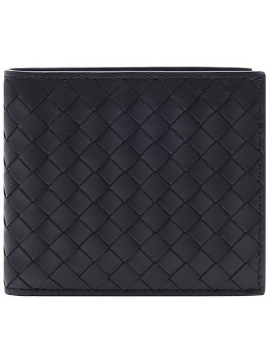 Intrecciato Calf Leather Half Wallet Black - BOTTEGA VENETA - BALAAN 1