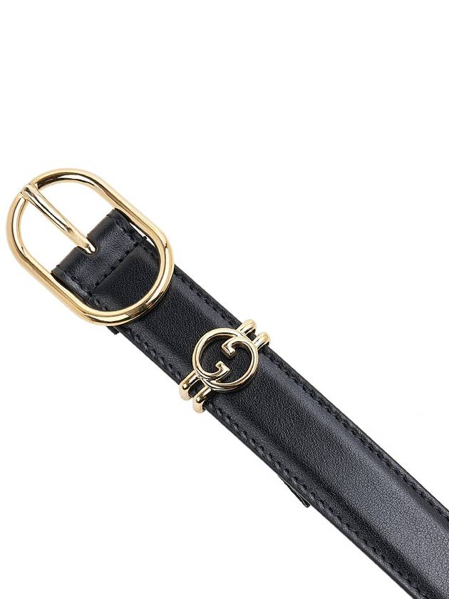 Interlocking G Logo Plaque Leather Belt Black - GUCCI - BALAAN 7