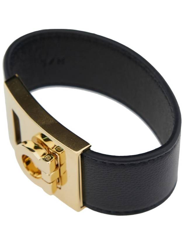 'Hug' Black Bracelet With Gancini Detail In Smooth Leather Woman - SALVATORE FERRAGAMO - BALAAN 2