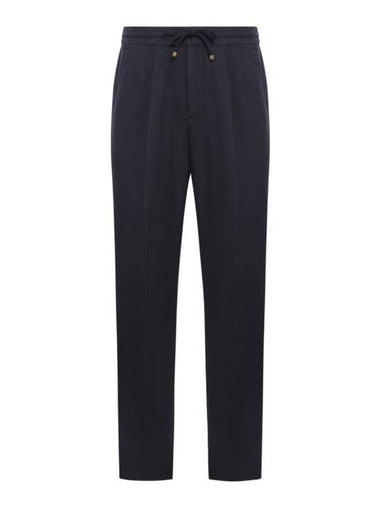 Drawstring Pleated Tapered Straight Pants Navy - BRUNELLO CUCINELLI - BALAAN 1