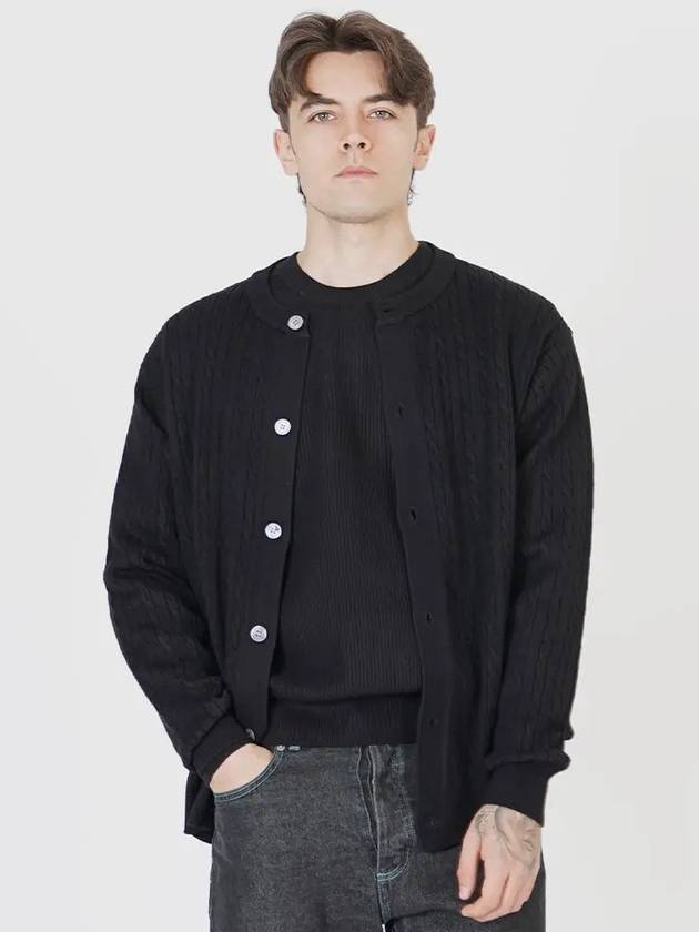 Silket Cable Round Neck Cardigan Black - CHANCE'S NOI - BALAAN 4