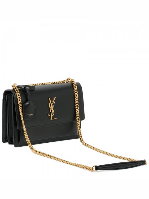 Monogram Sunset Medium Smooth Leather Cross Bag Black - SAINT LAURENT - BALAAN 4