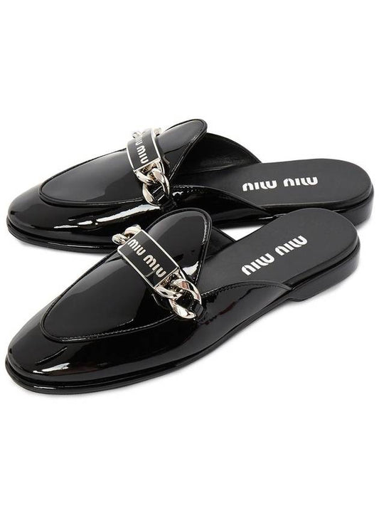 Women's Logo Leather Bloafers Black - MIU MIU - BALAAN 2