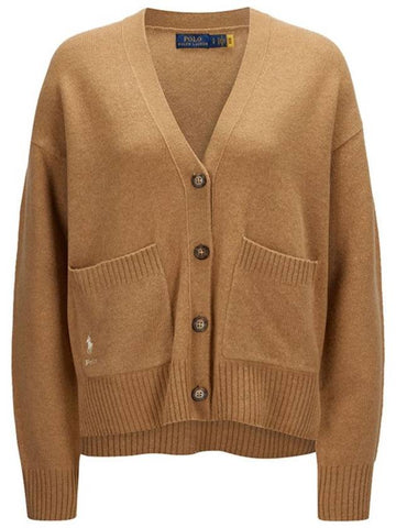 Embroidery Logo Wool Cardigan Camel - POLO RALPH LAUREN - BALAAN 1