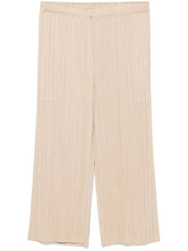 Women's Pleats Wide Pants Beige - ISSEY MIYAKE - BALAAN 1