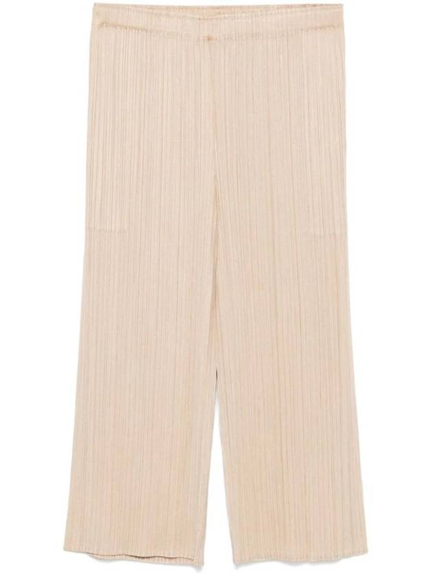 Women's Pleats Wide Pants Beige - ISSEY MIYAKE - BALAAN 1