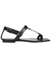 gold Cassandra flat sandals black - SAINT LAURENT - BALAAN.