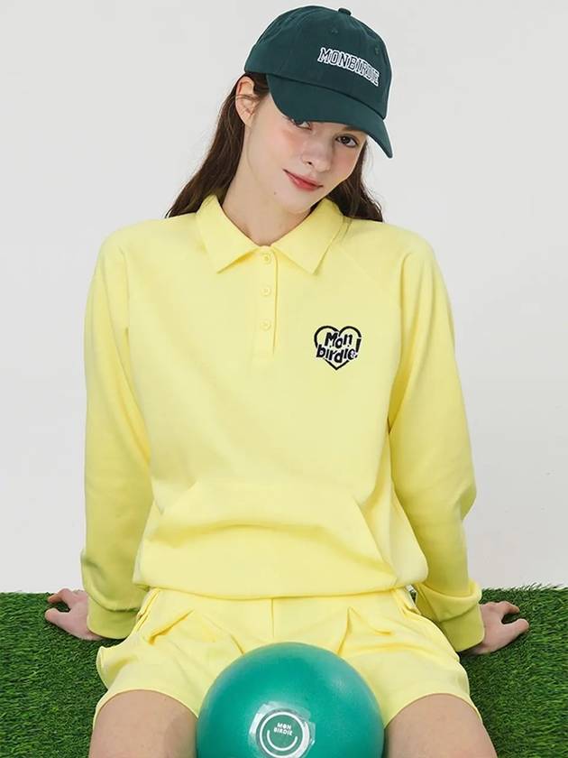 Heart logo point collar neck sweatshirt YELLOW - MONBIRDIE GOLF - BALAAN 3