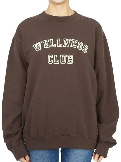 Wellness Club Flock Crew Neck Cotton Sweatshirt Brown - SPORTY & RICH - BALAAN 2