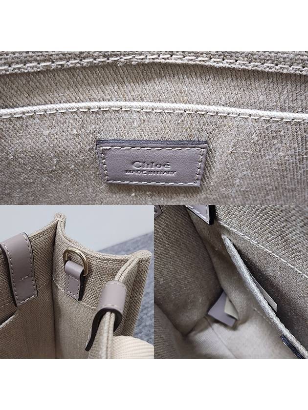 Woody Small Canvas Tote Bag Musk Grey - CHLOE - BALAAN 10