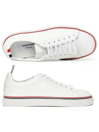 Tennis Vitello Calf Leather Low Top Sneakers White - THOM BROWNE - BALAAN 2