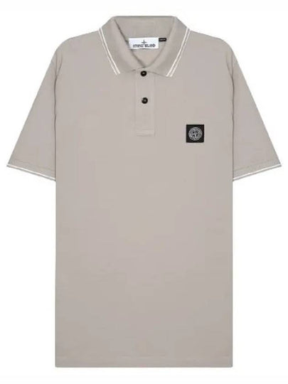 Stretch Cotton Pique Short Sleeve Polo Shirt Dove Grey - STONE ISLAND - BALAAN 2