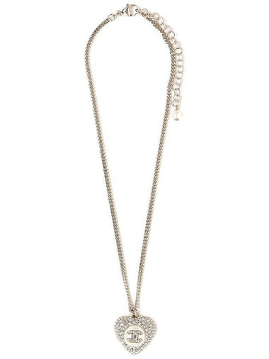 CC Heart Crystal Pendant Necklace Gold - CHANEL - BALAAN 1