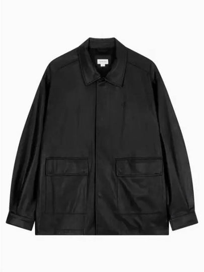 Fit Matte Leather Shirt Jacket Black - CALVIN KLEIN - BALAAN 2