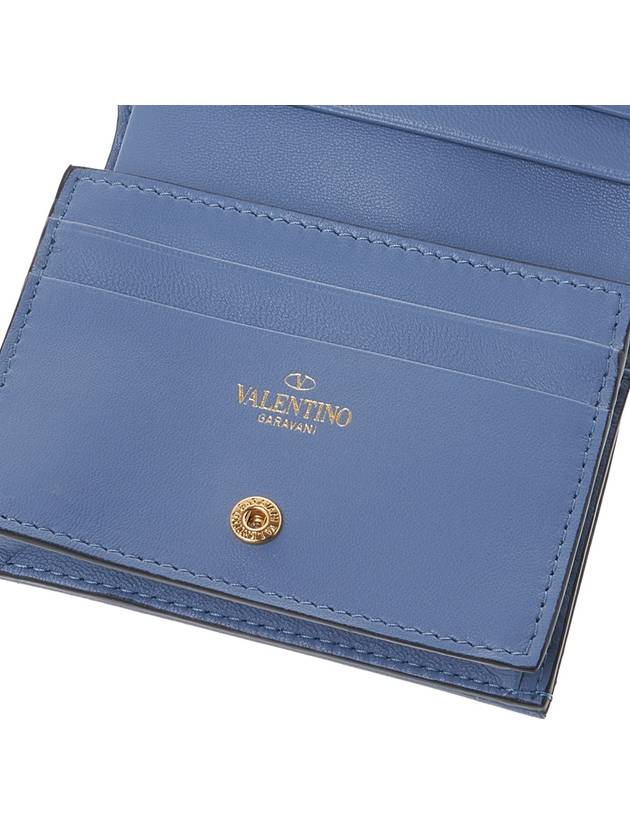 Roman Stud Small Nappa Leather Half Wallet Blue - VALENTINO - BALAAN 9