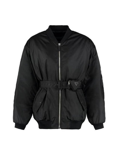 Re-Nylon Bomber Jacket Black - PRADA - BALAAN 1