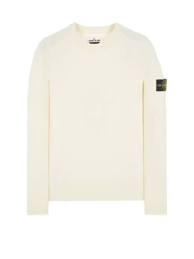 Men's Waffen Patch Round Neck Knit Top Ivory - STONE ISLAND - BALAAN 2