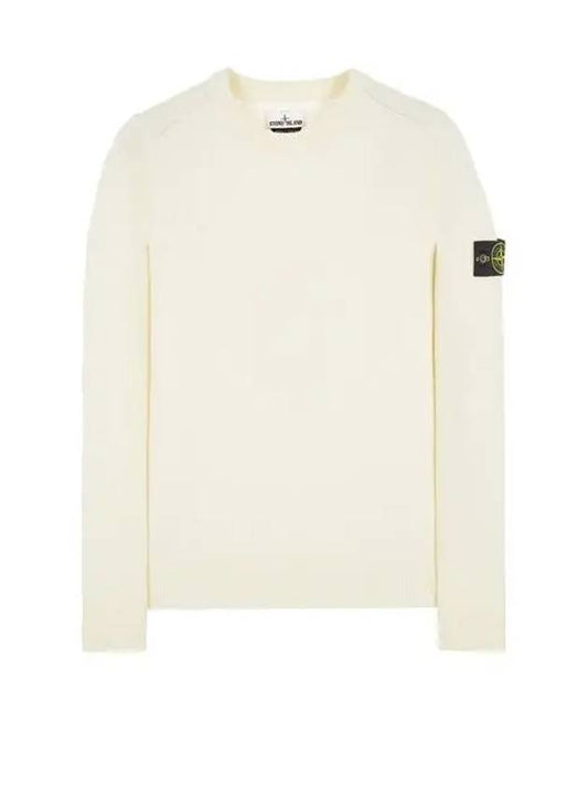 Men's Waffen Patch Round Neck Knit Top Ivory - STONE ISLAND - BALAAN 2