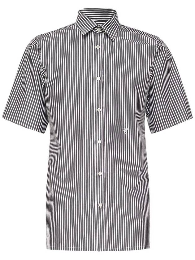 Men's Striped Shirt Short Sleeve Shirt Black White - MAISON MARGIELA - BALAAN 1