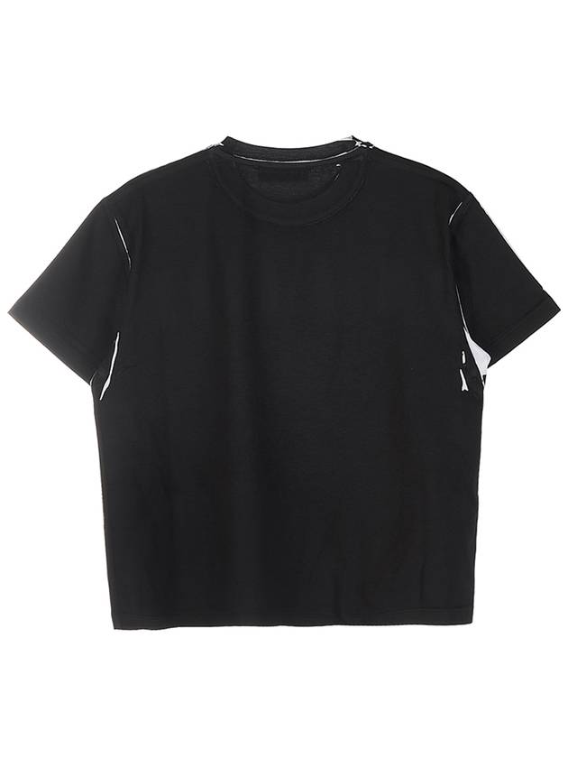 Logo Print Cotton Short Sleeve T-Shirt Black - MIU MIU - BALAAN 3