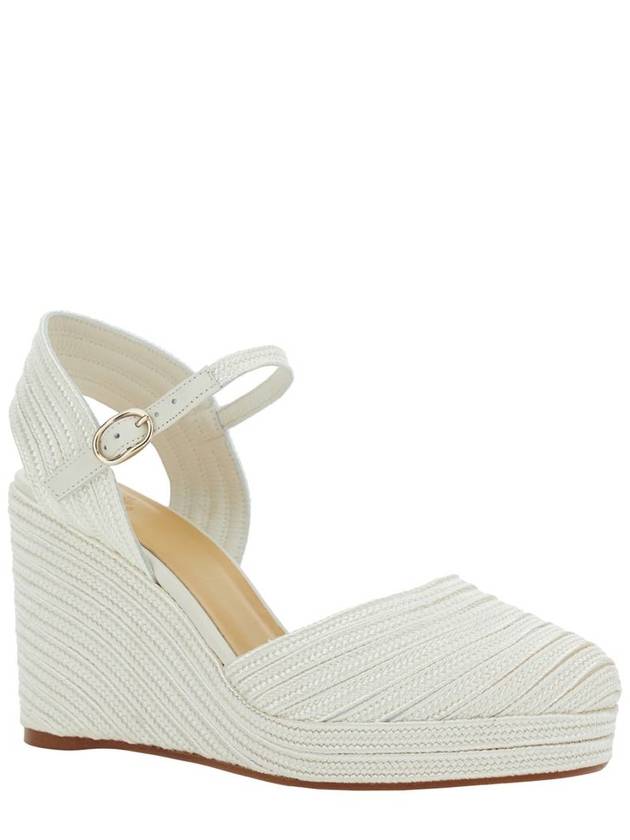 'Carolyn' White Wedges With Strap In Metallic Raffia Woman - CASTANER - BALAAN 2