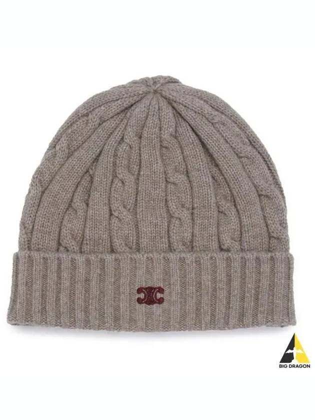 Triomphe Cable Knit Beanie Light Taupe - CELINE - BALAAN 2