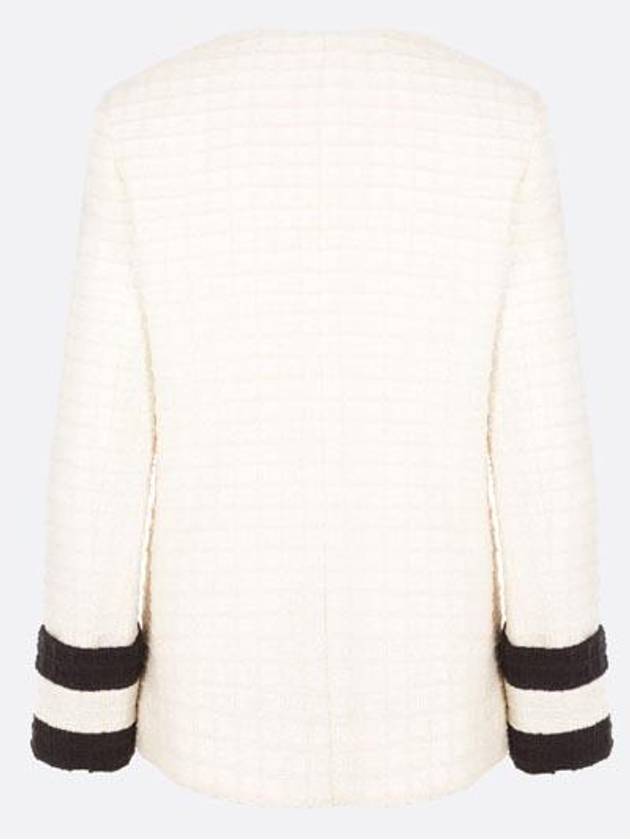 Women's Tweed Collarless Jacket Ivory - GUCCI - BALAAN 3