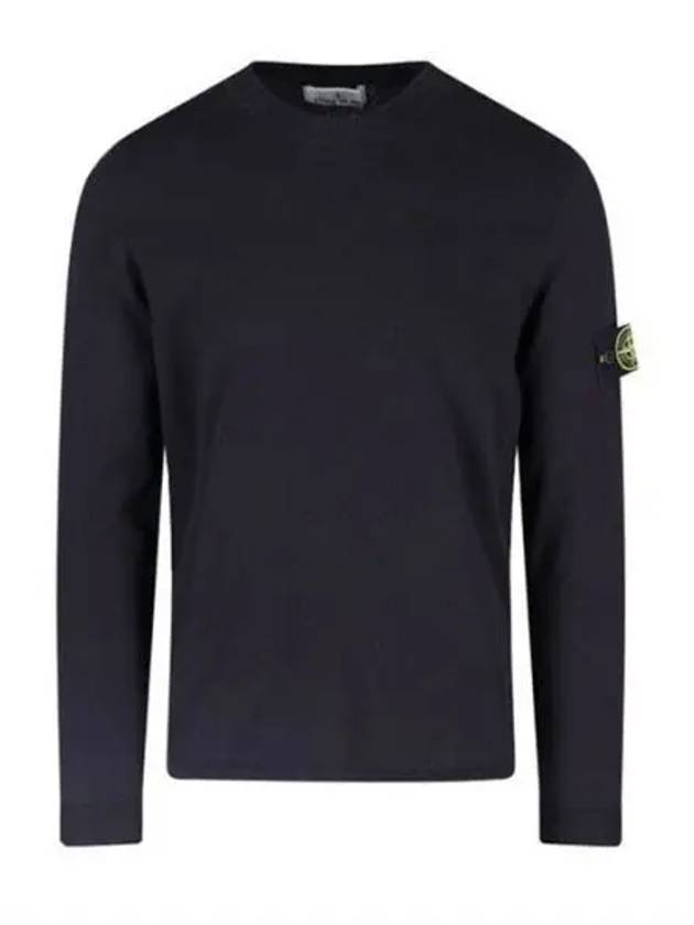 Wappen Patch Crew Neck Cotton Knit Top Navy - STONE ISLAND - BALAAN 2