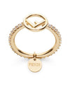 F Logo Crystals Ring Gold - FENDI - BALAAN 1