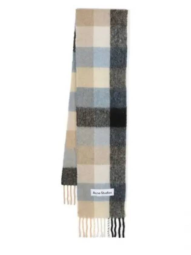 Check Mohair Muffler Blue Beige Black - ACNE STUDIOS - BALAAN 1