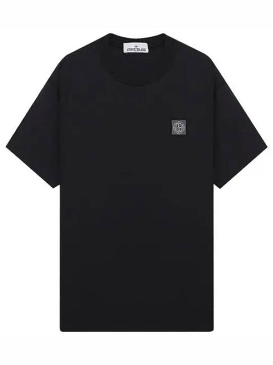 Pisato effect logo patch t shirt short sleeve men s - STONE ISLAND - BALAAN 1