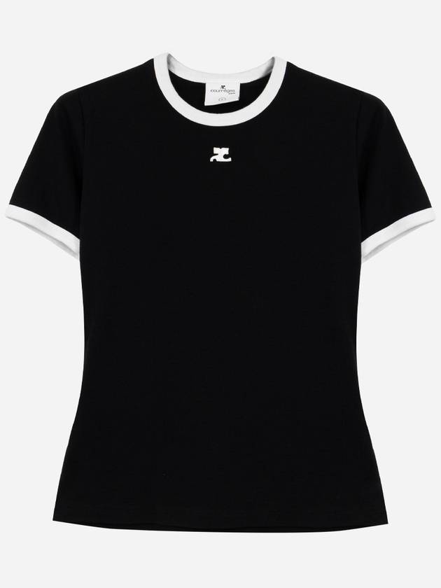 Contrast Signature Short Sleeve T-Shirt Black - COURREGES - BALAAN 2