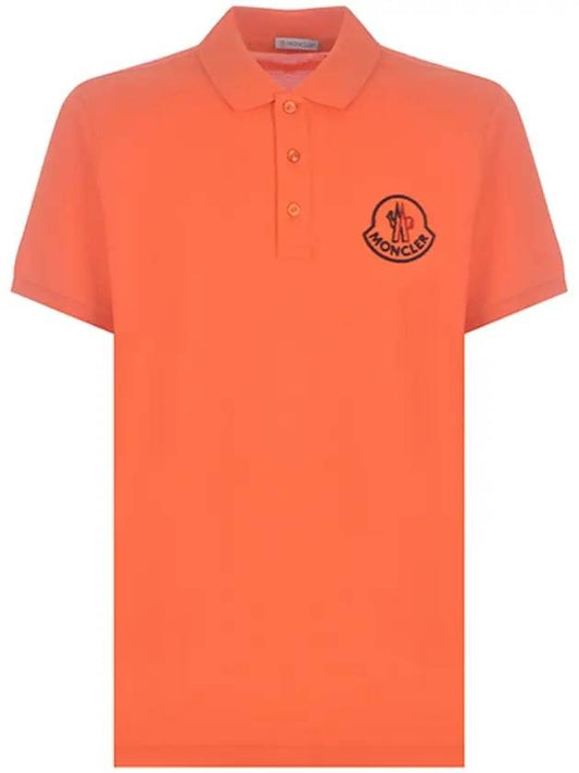 Men's Logo Embroidered PK Shirt Orange - MONCLER - BALAAN.