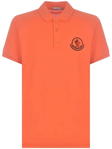 Men's Logo Embroidered PK Shirt Orange - MONCLER - BALAAN 1