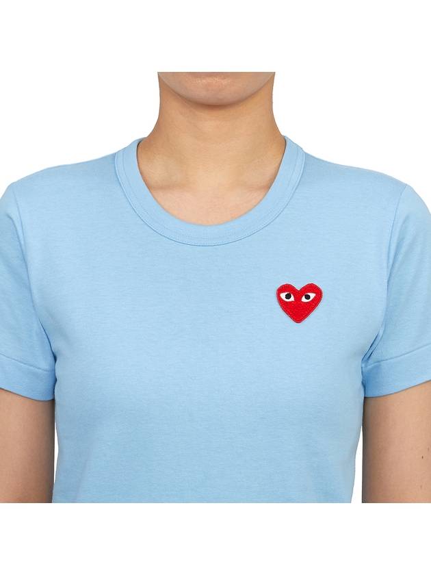 Women's Small Heart Waffen Short Sleeve T-Shirt P1 T271 1 Blue - COMME DES GARCONS PLAY - BALAAN 6