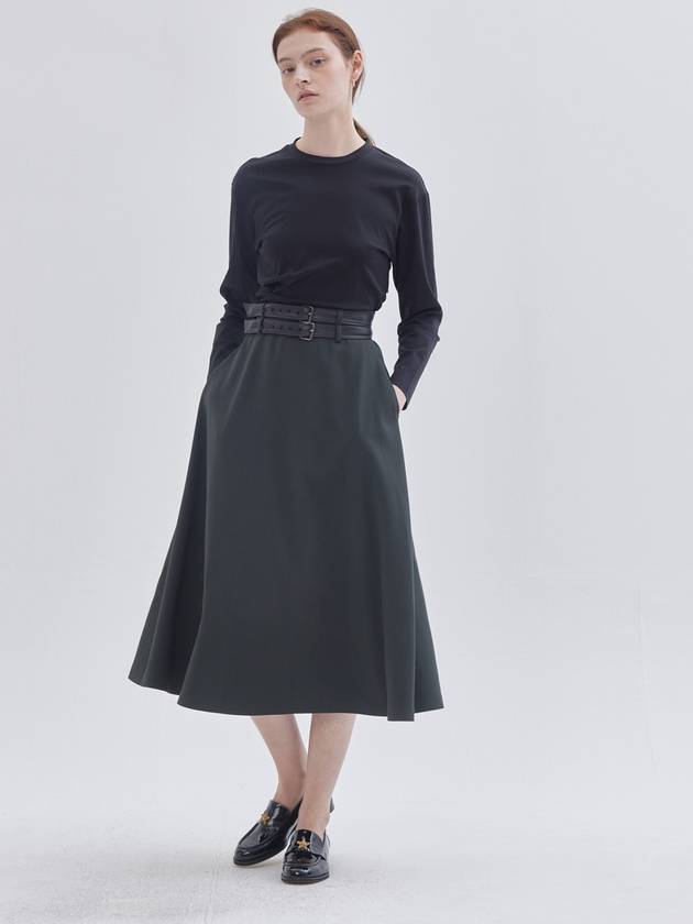 Two Belted A-Line Long Skirt Green - LIE - BALAAN 6