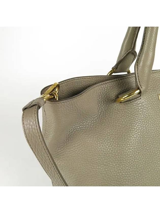 BN1713 Gray color Vitello Dino gold logo tote bag shoulder strap 2WAY - PRADA - BALAAN 4