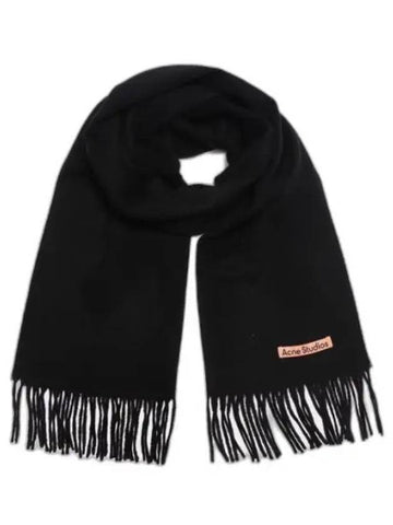 Logo Fringe Cashmere Muffler Black - ACNE STUDIOS - BALAAN 1