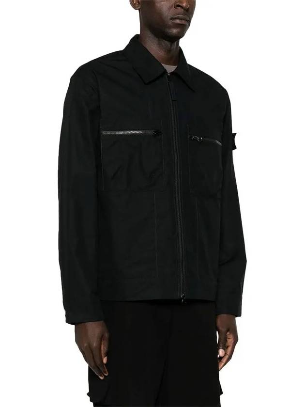 Cotton Canvas Zip-up Jacket Black - STONE ISLAND - BALAAN 4